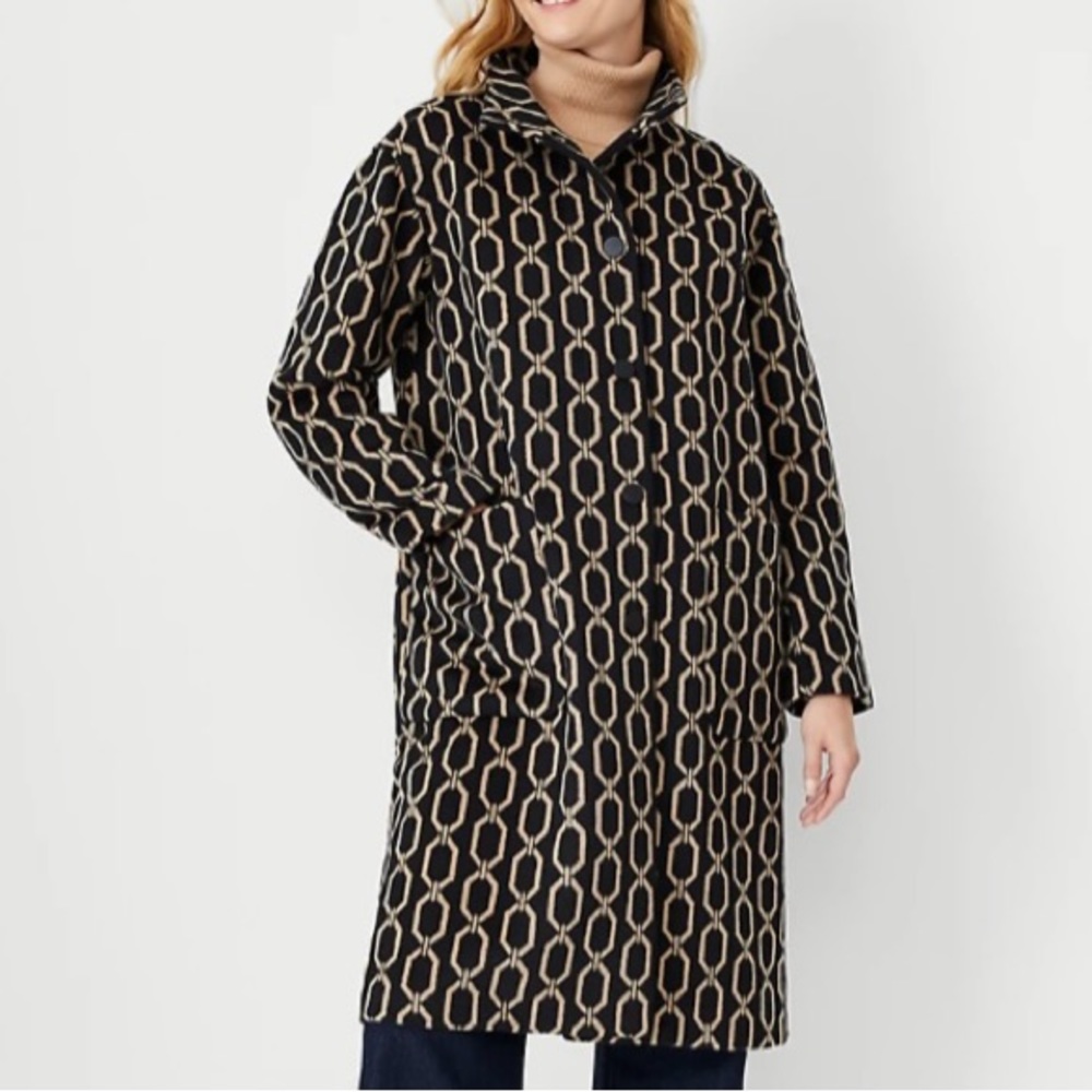 Ann Taylor Link Wool Blend Stand Collar Coat - New